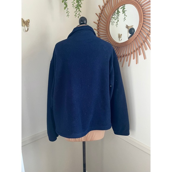 Vintage 90s Mens Lands End Navy Blue Fleece - Picture 4 of 5